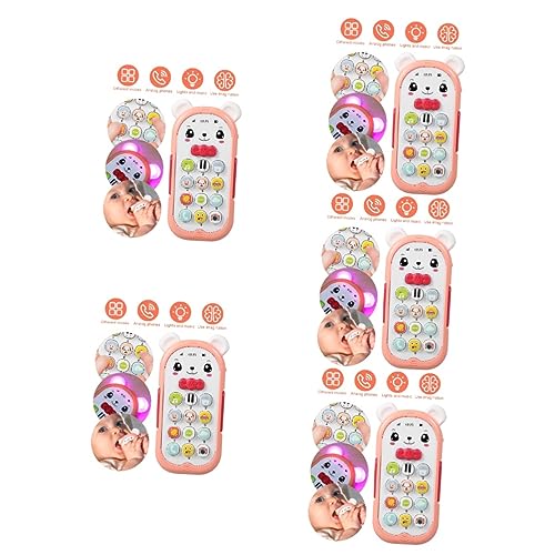 VICASKY 5St Handyspielzeug für Kinder Babyphones Kinderhandy Kinder Handy Spielzeug Teething Toys Babyphone Spielzeug 3 Monate Babyphone Spielzeug Beißring Elektronisches Bauteil Rosa von VICASKY