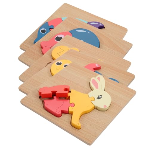 VICASKY 5St Holzpuzzles für Kleinkinder Puzzle-Spielzeug für Kinder Rätsel in Tierform Kinder Puzzle kinderpuzzle Safe Toy tierpuzzle pädagogisches Puzzle Holzpuzzles für Kinder hölzern von VICASKY