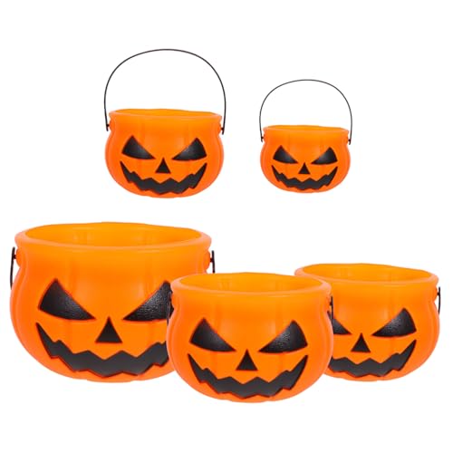 VICASKY 5St Kürbis Eimer Süßigkeitenfass Kürbiseimer mit Griffen Kürbistopf Halloween-Kürbis-Dekoration Halloween Party Deko geschenkverpackung Partygeschenk Süßigkeitenbehälter Abs von VICASKY