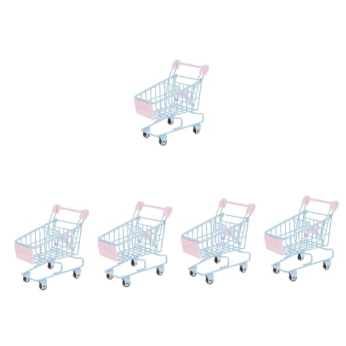 VICASKY 5St Mini-Einkaufswagen Kinder einkaufswagen Kinderwagen für Babys kühlkorb einkaufskorb aufbewahrungs körbe Toys Mini-Supermarktwagen Kleiner Einkaufswagen Eisen Sky-Blue von VICASKY