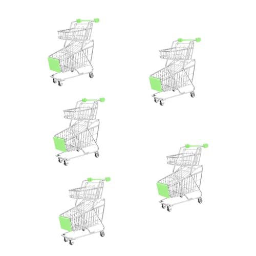 VICASKY 5St Mini-Einkaufswagen Miniatur-Puppenhaus Kinderwagen Spielzeug einkaufswagen Mini einkaufswagen Spielzeuge Kleiner Supermarktwagen Miniatur-Supermarktwagen Legierung Green von VICASKY