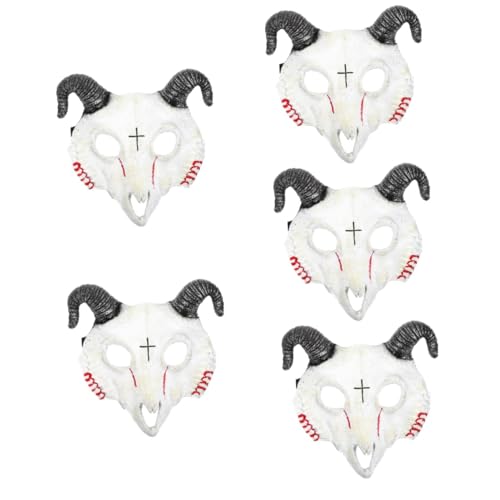 VICASKY 5St Ziegen maske Maskerademasken Cosplay-Partymaske Halloween-Dämonenmasken -Halbmaske halloween costume halloween kleidung Ziegenmaske Party-Performance-Maske Pu Weiß von VICASKY