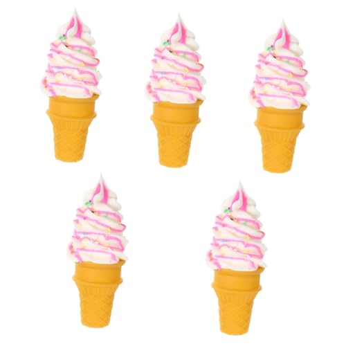 VICASKY 5st Modell Einer Eistüte Lebensechtes EIS Eisfigur Essensrequisiten Zum Ausstellen Requisiten Für Eiscreme-displays Eisdekor Fotografieren Künstliches Kuchenmodell Rosa PVC von VICASKY