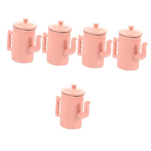 VICASKY 5st Puppenhaus Wasserkocher Puppenstuben-teekannen Mini-küchengerät Puppenhausmöbel Miniaturküche Mini-kaffeekannenmodell Mini-teekanne Für Die Küche Miniaturen Legierung Rosa von VICASKY