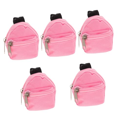 VICASKY 5st Puppenrucksack Kleiner Rucksack Schließfach Spielzeug Mini-rucksäcke Für Puppen Taschen Mini-Rucksack Für Handtasche Dekorative Puppenschultasche Schulranzen Polyester Rosa von VICASKY