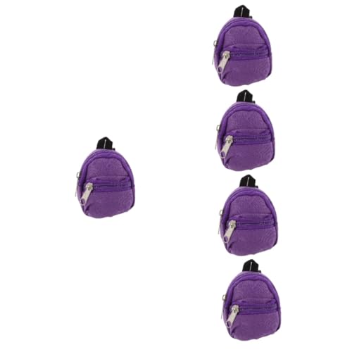 VICASKY 5st Puppenrucksack Puppenreisetasche So Tun, Als Spiele Rucksack Reisezubehör Für Puppen Mini-Schultasche Mini-rucksäcke Puppen-klassenzimmermöbel Süße Puppentasche Stoff Violett von VICASKY