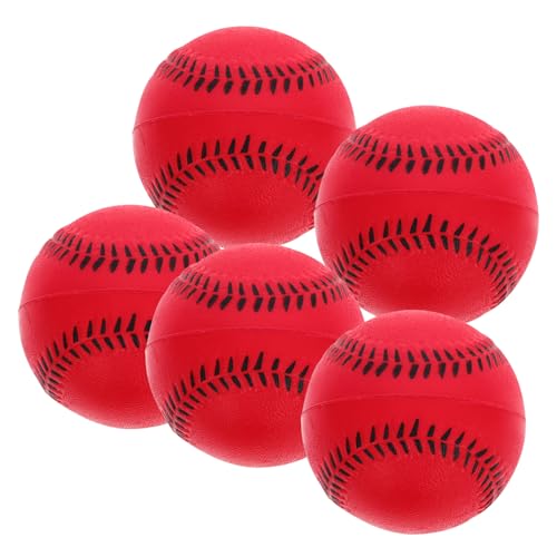 VICASKY 5st Schaumstoff-Baseball Softball Üben Training Von Kleinem Baseball Ball Spielen Kleinkind Jagt Baseballbälle Softbälle Trainieren Weiche Softbälle Zum Üben Flummi Rot Pu von VICASKY