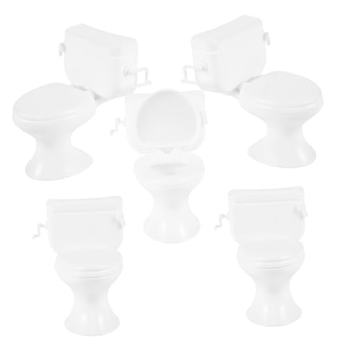 VICASKY 5st Toilettenmodell Miniatur-toilettensitz Puppe Toilette Kleines Toilettenspielzeug Miniatur-badezimmermöbel Mini-toilettenspielzeug Toilette Kuchendeckel Mini-möbel Abs Weiß von VICASKY