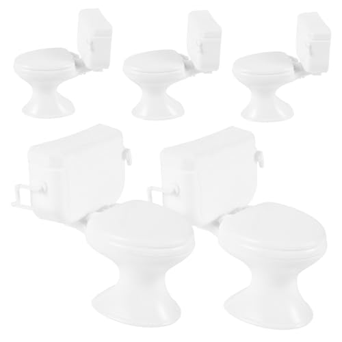 VICASKY 5st Toilettenmodell Puppenhausmöbel Tu So, Als Würdest Du Toilette Mini-toilettenzubehör Miniaturen Toilettenspielzeug Für Babys Badespielzeug Toilettenkolben Weiß Abs von VICASKY