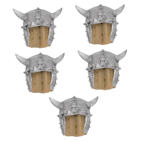 VICASKY 5st Wikingerhelm Mittelalterlicher Cosplay-helm Partyhut Aus Ochsenhorn Wikingerhut Mit Horn Halloween-partyhut Stirnband Aus Ochsenhorn Hörner Helm Ochsenhornhelm Silver Emulsion von VICASKY