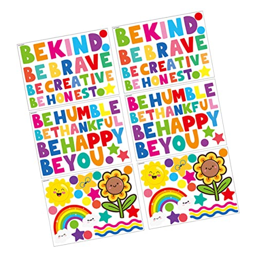 VICASKY 6 Blätter Bunter Wandaufkleber zur Motivation turnschlappen büroradio allureme Alphabet-Wandtattoos Beschriftungsaufkleber inspirierende Zitataufkleber Klassenzimmer-Ornamente PVC von VICASKY