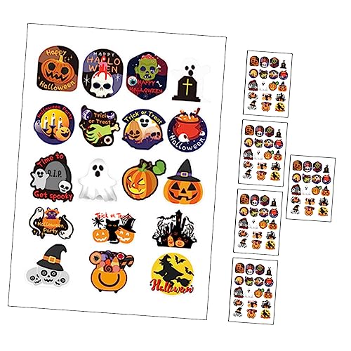 VICASKY 6 Blätter Halloween-Aufkleber Geschenketiketten für Partys Einladungsaufkleber Halloween Aufkleber Halloween Sticker Decor Geschenkaufkleber für den Haushalt abdichtende Aufkleber von VICASKY