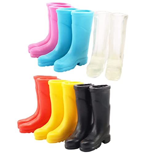 VICASKY 6 Paare Mini-spielzeughaus-verzierung Mini-Regenstiefel Miniaturpuppen Miniatur-regenmodell Mini-hausschmuck Puppe Regenstiefel Puppenstiefel Mini-hausverzierung Dekor Bjd Plastik von VICASKY