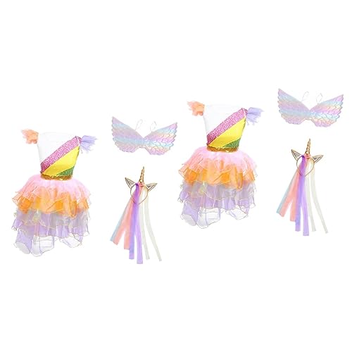 VICASKY 6 STK Einhorn-Prinzessin-Kleid-Performance-Kostüm Halloween Costume Halloween Kleidung Kleider für Blumenmädchen Mädchen-Tutu Partyrock Puffrock für Kinder Feenrock Tuch Colorful von VICASKY