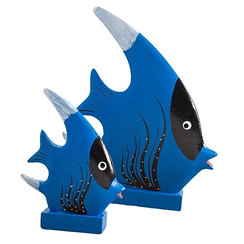 VICASKY 6 STK Fischverzierung kinderzimmer Dekoration Kinder spielset Tiere Spielzeug Meerestierskulptur Meeresornament Two Piece Set ladeneinrichtung Fischschmuck Fisch-Modell Holz Blue von VICASKY