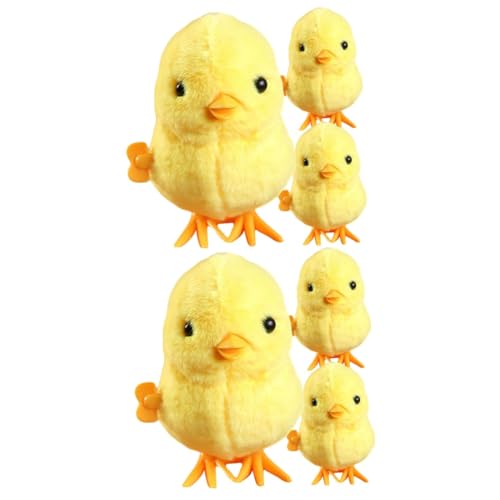 VICASKY 6 STK Velvet Jumping Chicken Mini-Tier-Spielzeug Lernspielzeug Für Tiere Realistische Tierspielzeuge Mini-Spielzeug Osterspielzeug Zum Aufziehen Kinder Spielset Yellow Plüsch von VICASKY