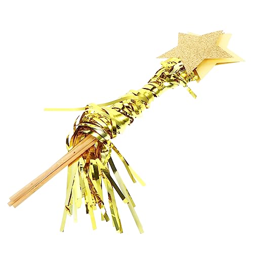 VICASKY 6 STK Zauberstab Der Regenfee Sternenstab Engel Stern Zauberstab Party-Streamer-zauberstäbe Feenstern Zauberstab Hochzeit Glitzer Zauberstäbe Party-fee-Stick Feenstab Golden Holz von VICASKY