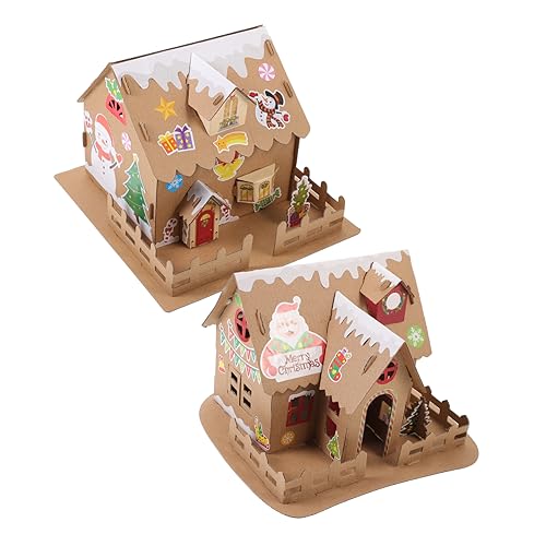 VICASKY 6 Sätze Weihnachtsplätzchenhaus weihnachtsspielzeug Kinder weihnachtsbasteln leuchtende hausgemachte Hütte Blockhausverzierung weihnachtsdeko Weihnachten DIY Lernspielzeug von VICASKY