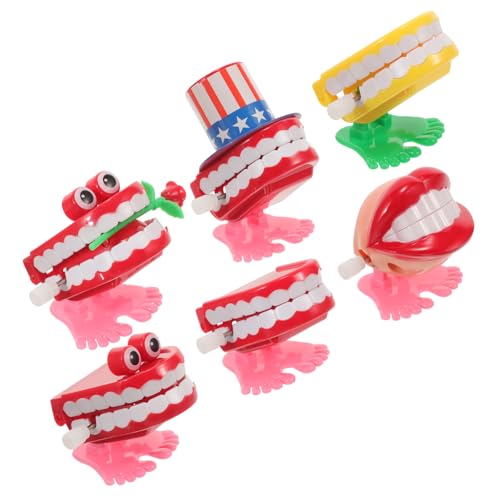 VICASKY 6 Stück Springende Zähne Lustige Zahnspielzeuge Gehende Zahnspielzeuge Zahndekorationen Klappernde Zahnspielzeuge Uhrwerk Spielzeug Aufziehzähne Spielzeuge Uhrwerk von VICASKY