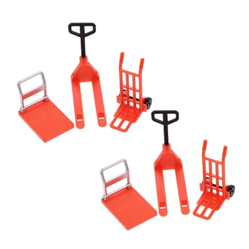 VICASKY 6-teiliges Set Modell Rc-Gabelstapler Miniatur-Gabelstapler-konstruktionsspielzeug Miniatur-spielzeuggebäude Schubkarre Bauspielzeug Plastik Orange von VICASKY