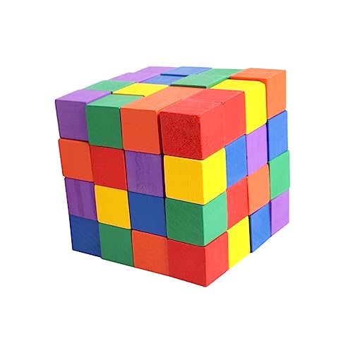 VICASKY 60St farbige Bausteine stapeln Gebäude Puzzle Bauspielzeug Platz Kunst blockiert geometrische Bausteine Geometrie Bausteine Lernspiel für hölzern von VICASKY