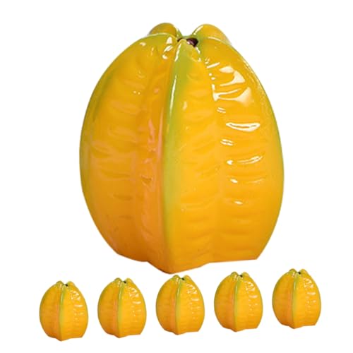 VICASKY 6Pcs künstliche Früchte kunstobst plastikobst bastel Material Simulation Obstmodelle behinderung Ananas Zitrone deko Karambolen-Modelle gefälschte Karambolen Harz Yellow von VICASKY