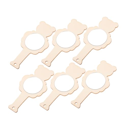 VICASKY 6St Holzspiegel klebriger Spiegel Bastelset für Lernspielzeug kinderspielzeug schminke eulenspiegel Spiegelspielzeug aus Holz entzückender Handspiegel hölzern Khaki von VICASKY