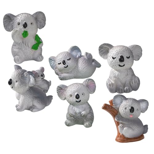 VICASKY 6St Miniatur-Koala-Statuen autodeko gartenfigur Die Koala-Skulptur kuchendeko Einschulung gartenaccessoires Miniatur-Tierschmuck Desktop-Ornament Miniatur-Koala-Modell Harz Grey von VICASKY