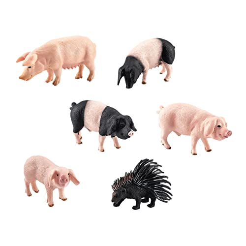 VICASKY 6St Simulations Modell Tierfiguren für adventsgeschenke Farm SIM kleines Schweinemodell Simulationsschwein Mini Simulationstiere PVC- -Modell von VICASKY