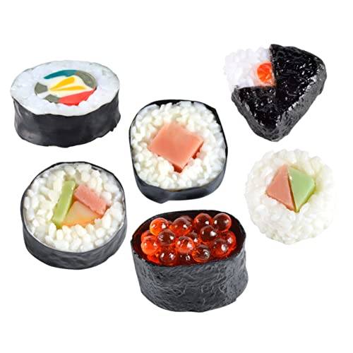 VICASKY 6St Sushi-Simulation sushirolle Sushi roll Stellen Sie Sich Sushi vor lebensechtes Lebensmittelmodell Sushi-Teller gefälschte Essensrequisite gefälschte Lebensmitteldekore PVC von VICASKY