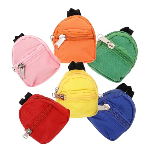 VICASKY 6St kleine Schultasche Mini-Rucksack-Schlüsselanhänger kleines Mini-Rucksackspielzeug Spielzeug Rucksack Puppen Rucksack Set Mini-Rucksäcke für Puppen Puppenrucksack Polyester von VICASKY