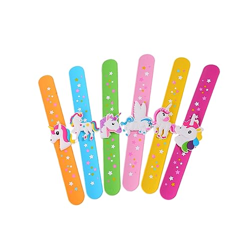 VICASKY 6er Set Einhorn Slap Armbänder Bunte Slap Bands Für Party Accessoires Mitgebsel Für Kindergeburtstage Zufällige Farben Und Designs von VICASKY