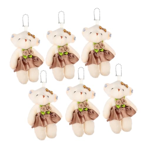 VICASKY 6st Hochzeitspuppe Dinosaurier Plüsch Kleine Bären Gummibärchen Schlüsselanhänger Spielzeug Ausgestopft Kanye Plüschpuppe Schlüsselhalter Mini-bären- Stoff Light Brown von VICASKY