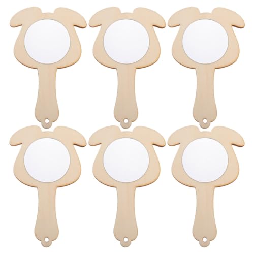 VICASKY 6st Holzspiegel Babyspiegel Für Die Wand Vergrößerungsspiegel Wandspiegel Basteln Für Bastelsets Für Minispiegel Freunde Mädchen Khaki Hölzern von VICASKY