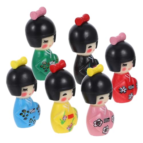 VICASKY 6st Kimono-puppenschmuck Monster Desktop-Kimono-Figur Autos Miniaturstatue Puppenfamilie Puppen-Topper Schwimmbad Puppe Menschen Babytrage Puppenkleidung PVC von VICASKY