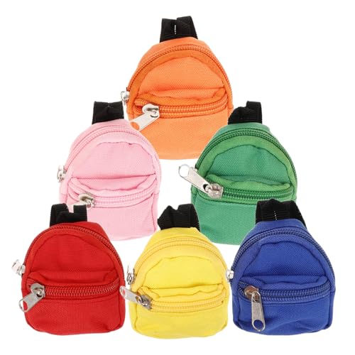 VICASKY 6st Kleine Schultasche Mini-puppentasche Mini-geldbörse Puppen-Canvas-Rucksack Schulbedarf Für Minipuppen Puppenhaus-Rucksack Puppenhauszubehör Schulmaterial Für Puppen Polyester von VICASKY