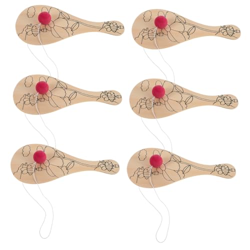 VICASKY 6st Schlägerspielzeug Zum Ausmalen Paddelball Paddel Schläger Und Ball Für Malen Pickleball-Explosion Basteln Für Leeres Paddel Holz von VICASKY