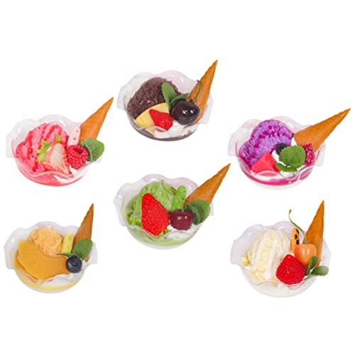 VICASKY 6st Simulations-Dessert-Modell-Requisiten Eisbehälter Eiscreme Puddingbecher Käsekuchen Desserttöpfe Quadratische Dessertbecher Fruchtbecher Wüstenbecher Kleine Schüssel Essen PVC von VICASKY