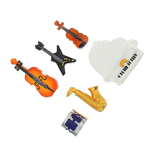 VICASKY 6st Simulierte Ornamente Für Musikinstrumente Mini-häuser Violine-Klavier-Modell Miniaturhaus Mini-Piano-Modell Gitarrendekor Retro-miniaturen Miniatur-zubehör Harz Colorful von VICASKY