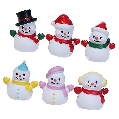 VICASKY 6st Weihnachtsverzierung Weihnachtsmann Schneemann Schneemann-Dekoration Weihnachtsschneemann Dekor Schneemann-sammelfigur Weihnachts-Mini-Ornamente Schneemann Kuchen Topper Harz von VICASKY