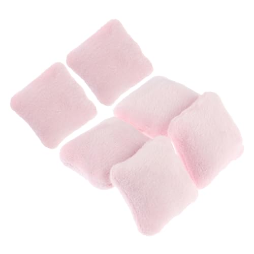 VICASKY 6st Zubehör Für Puppenhäuser Möbel Extra Große Couchkissen Feste Kissen Puppenhaus-Teppich Haustier Minikissen Für Puppen Bett Einrichtung Miniaturtuch Decken Rosa Flanell von VICASKY