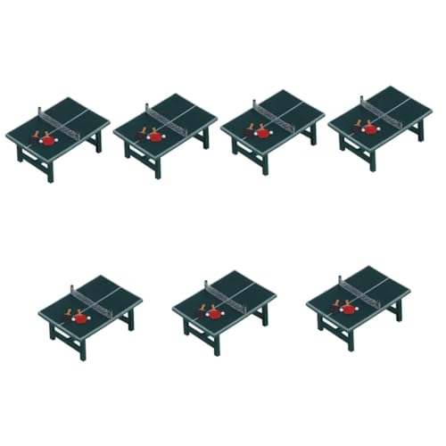 VICASKY 7 Sets Mini Pong Tisch Mini Tischtennis Modell Miniatur Tischtennis Spielzeug Simulations Requisiten Spielhaus Zubehör DIY Modell Spielzeug Mini Verzierungszubehör von VICASKY