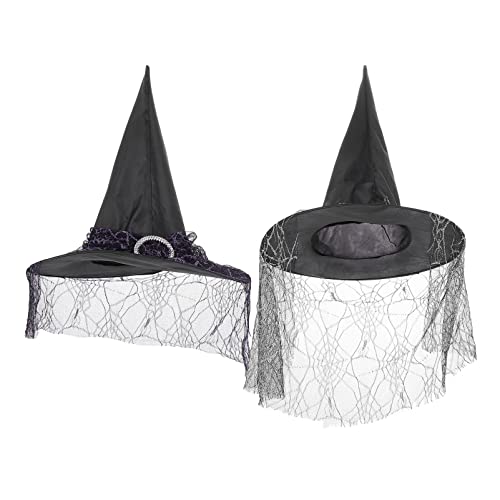 VICASKY 8 Stk Zaubererhut Kopfbedeckung Für Halloween-partys Party-hexenhüte Halloween-cosplay-hut Halloweenkostüm Hexenhüte Für Frauen Party-hexenhut Schwarze Kappe Polyester-taft von VICASKY