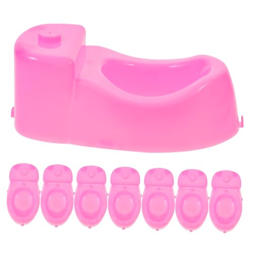 VICASKY Kinderklo Wc Sitz 8 Teiliges Mini Toiletten Set Dekoratives Miniatur Badezimmer Modell Aus Für Puppen Und Spielzeugzubehör Ideal Für Kreative Rollenspiele Und Puppenhaus Zubehör Toilettensitz von VICASKY