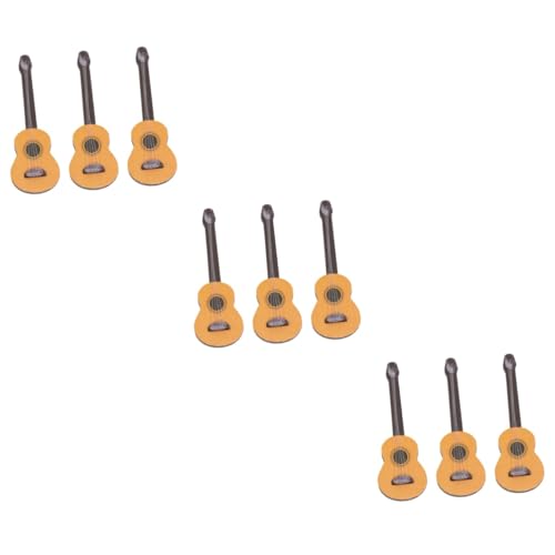 VICASKY 9 STK Gitarren-Requisiten Mikro Mini-Spielzeuggitarre Living Room Decoration wohnzimmerdeko Ukulele zubehör Miniatur-Gitarrenfiguren gitarrenmodell schmuck Kiefernholz Khaki von VICASKY