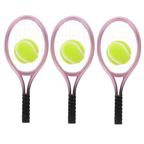 VICASKY 9 Sätze Tennisschläger Tennis Hausdekoration-Zubehör Badminton Mini-Tennisschläger Tennisschlägertasche Racquetball Zubehör für Modell eines Spielzeugwerkzeugs Miniaturen Plastik von VICASKY