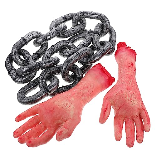 VICASKY 9 Stück Gebrochene Eisenkette Halloween Ketten Requisite Trick Requisiten Vampir Finger Streich Requisiten Halloween Fake Kette Blut Gebrochene Hand Gefälschte von VICASKY