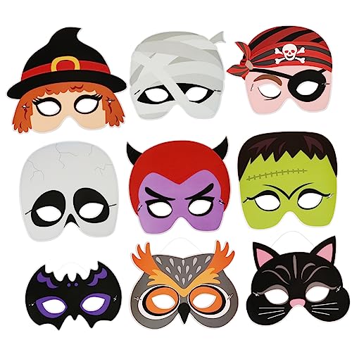 VICASKY 9 Stücke Papier Halloween Kostüme Dekorative Maske Prop Halloween Girlande Maske Prop von VICASKY