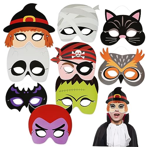 VICASKY 9 Teiliges Set Halloween Masken Für Erwachsene Cosplay Maske Karneval Maskerade Maske Mit Elastischem Band Für Halloween Partys Und Kostüme von VICASKY