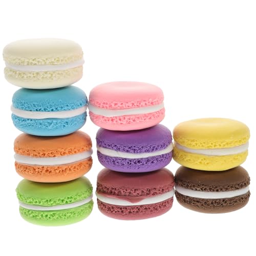 VICASKY 9St Kuchen-Modell Cupcake-Kapazitäten süßes Macaron gefälschte Brotstütze gefälschtes Macaron-Spielzeug gefälschter Nachtisch Modell eines Macaron-Desserts Tisch-Macaron- Ton von VICASKY